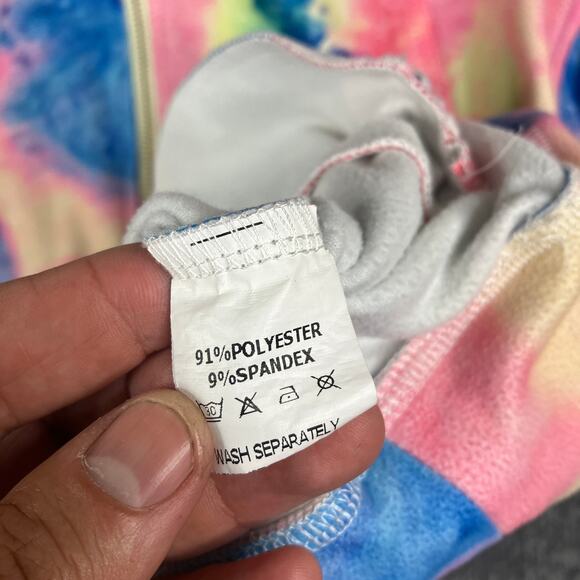 Tie-Dye 1/4 Zip Pullover Womens Size L Pink Blue Multicolor Casual Top Oversize - Picture 5 of 9